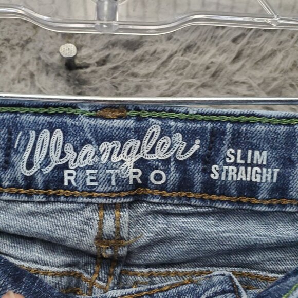 Wrangler Jeans Boys 16 Slim Blue Slim Straight Fit Stretch Denim Retro - Picture 2 of 12